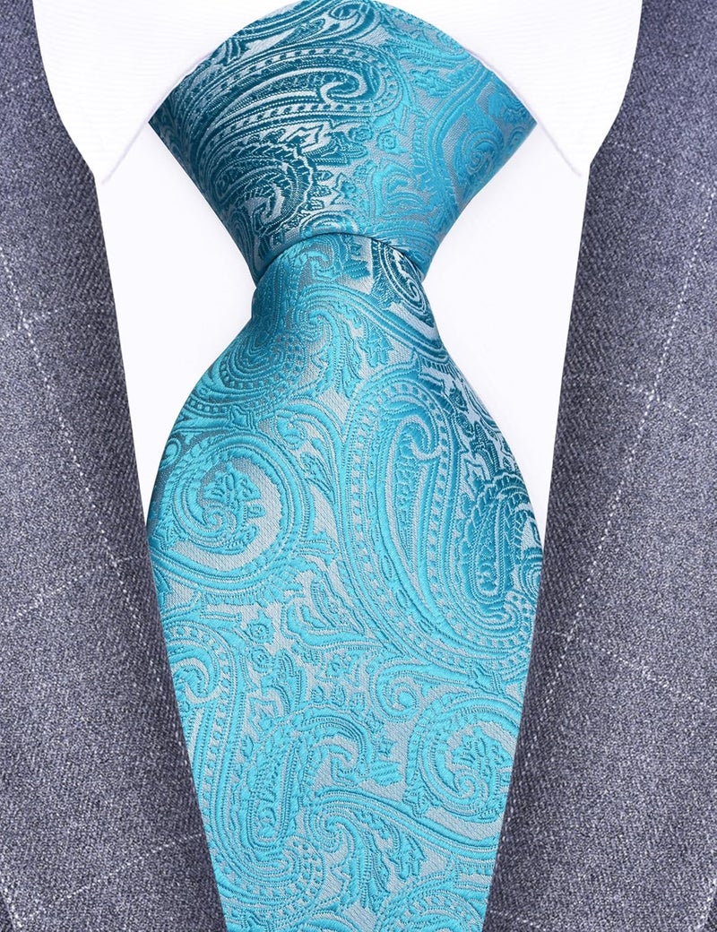 GUSLESON 3.15"(8cm) Fashion Paisley Ties Mens Woven Jacquard Necktie for Wedding - Image 2